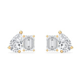 0.50+0.50ct Pear & Emerald Moi Toi Studs