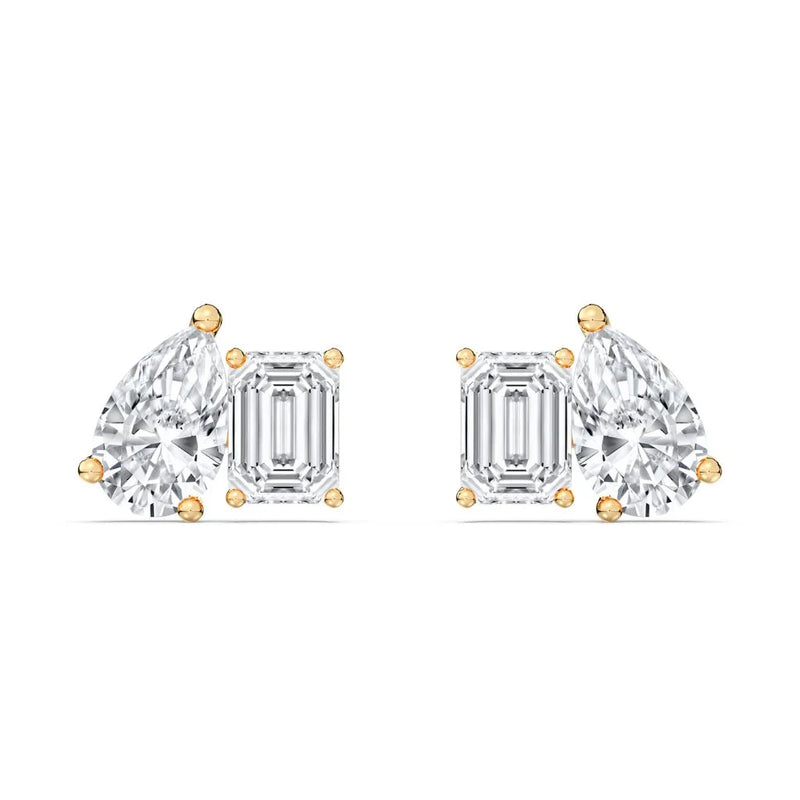 0.50+0.50ct Pear & Emerald Moi Toi Studs