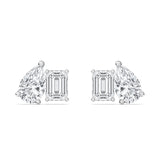 0.50+0.50ct Pear & Emerald Moi Toi Studs