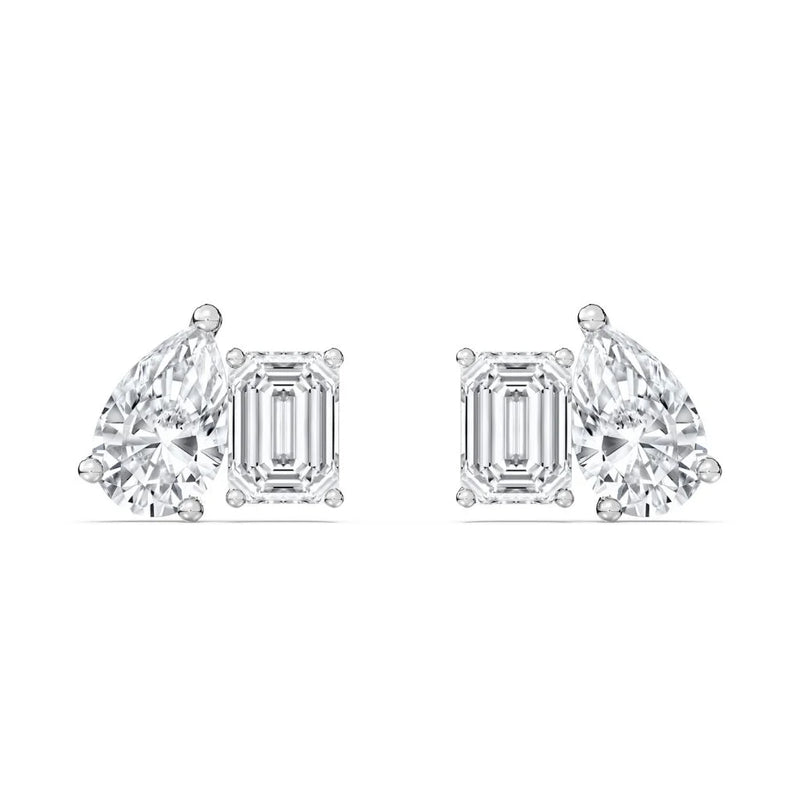 0.50+0.50ct Pear & Emerald Moi Toi Studs