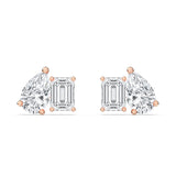 0.50+0.50ct Pear & Emerald Moi Toi Studs