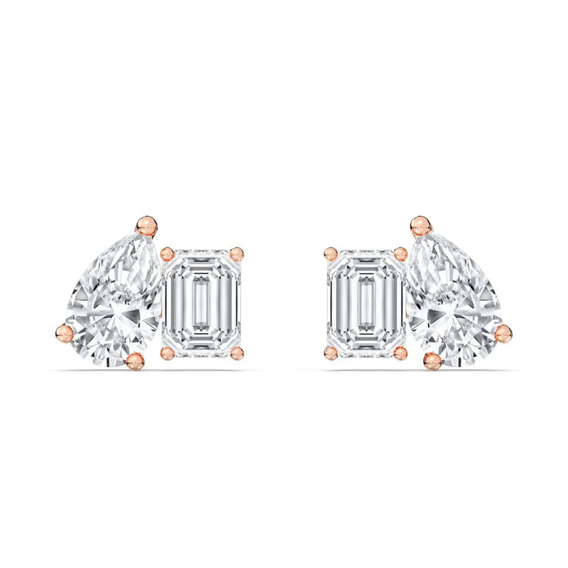 0.50+0.50ct Pear & Emerald Moi Toi Studs