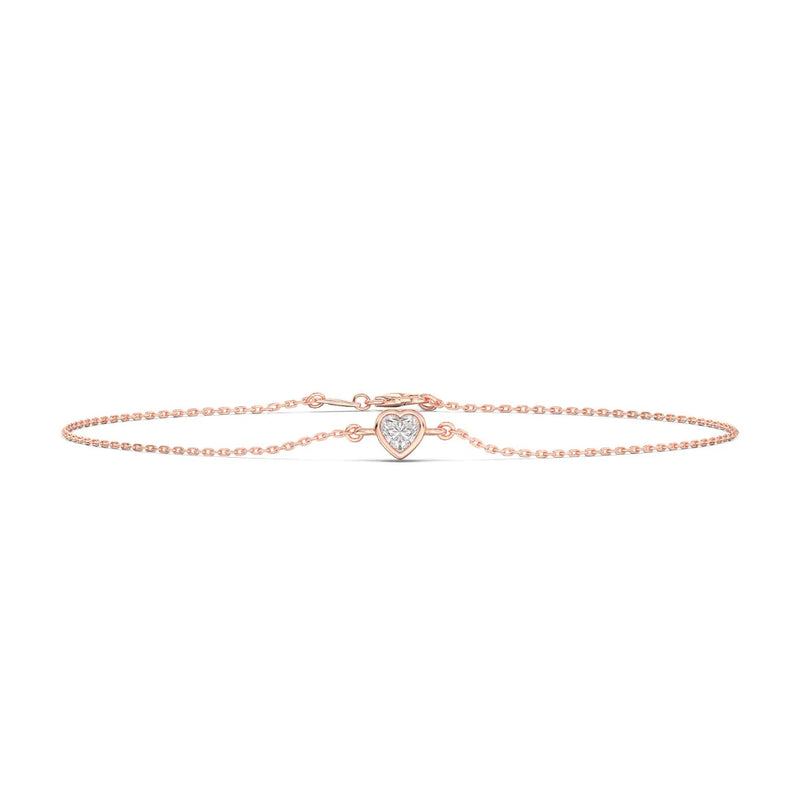 BEZEL HEART CHAIN BRACELET ROSE GOLD KAYAA JEWELS