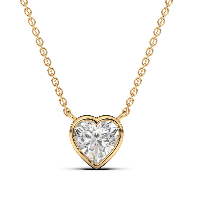 BEZEL HEART PENDANT HEART YELLOW GOLD KAYAA JEWELS