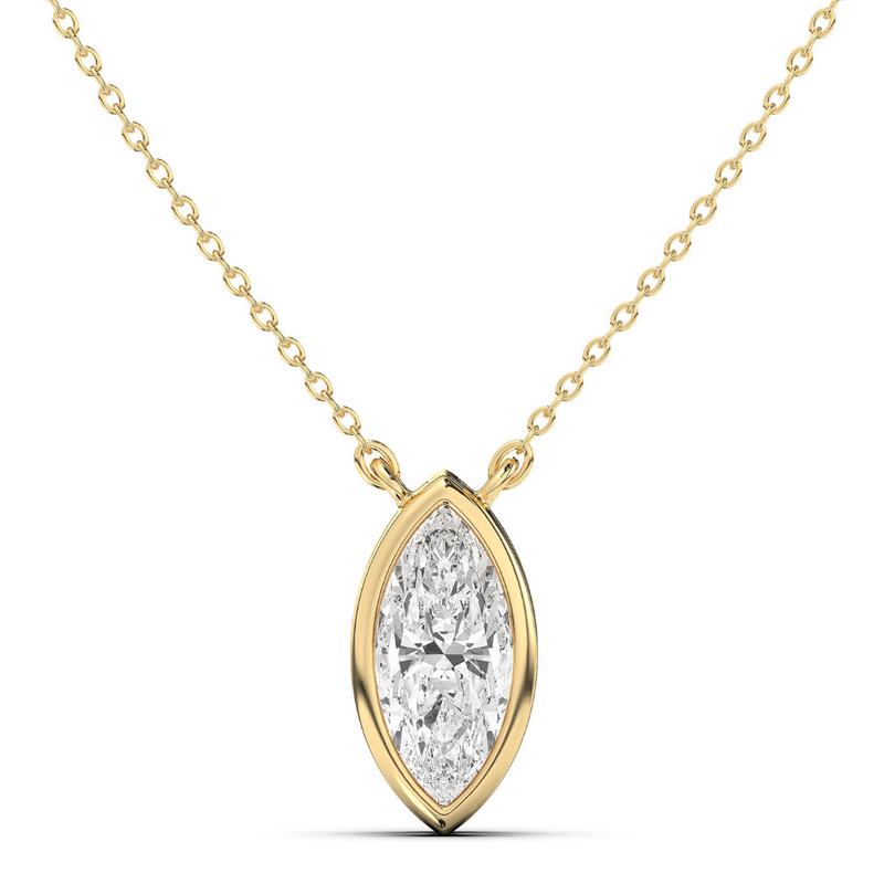 BEZEL HEART PENDANT MARQUISE YELLOW GOLD KAYAA JEWELS