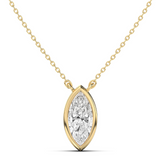 BEZEL HEART PENDANT MARQUISE YELLOW GOLD KAYAA JEWELS