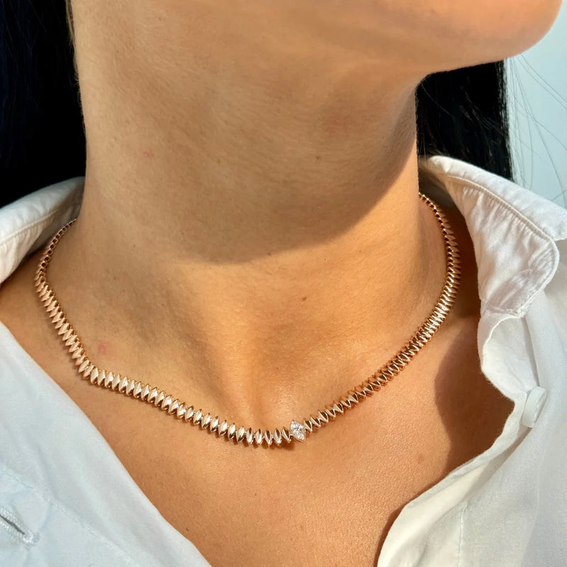 Bezel Single Marquise Necklace