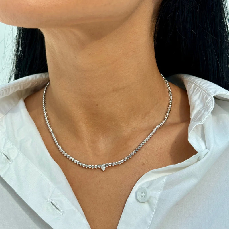 Bezel Single Pear Necklace