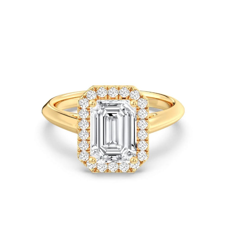 2ct Solitaire Ring Plain Band with Halo