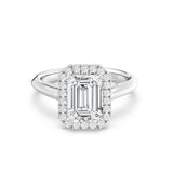 2ct Solitaire Ring Plain Band with Halo