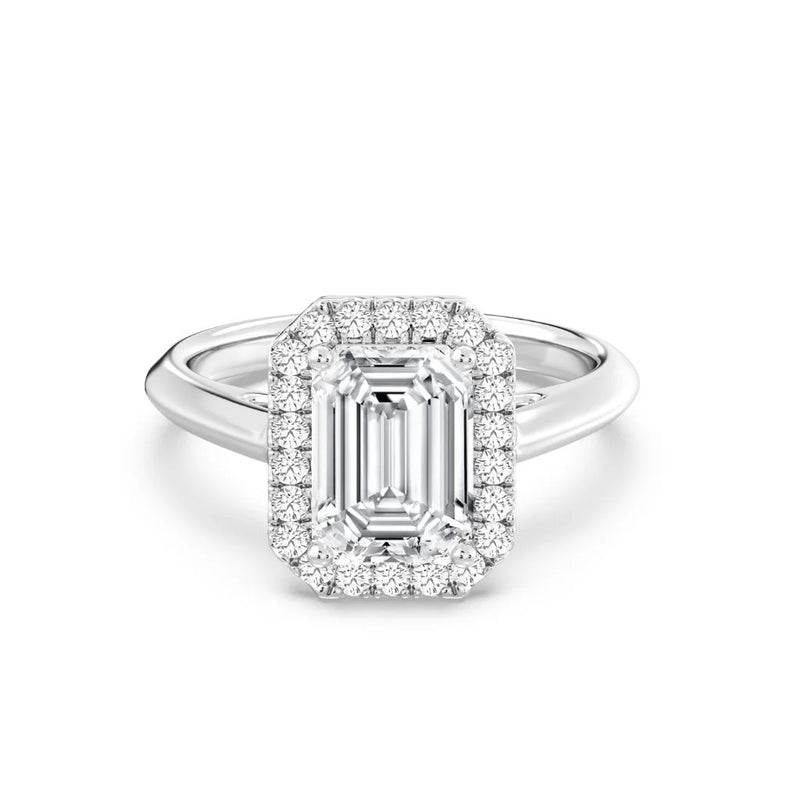 2ct Solitaire Ring Plain Band with Halo