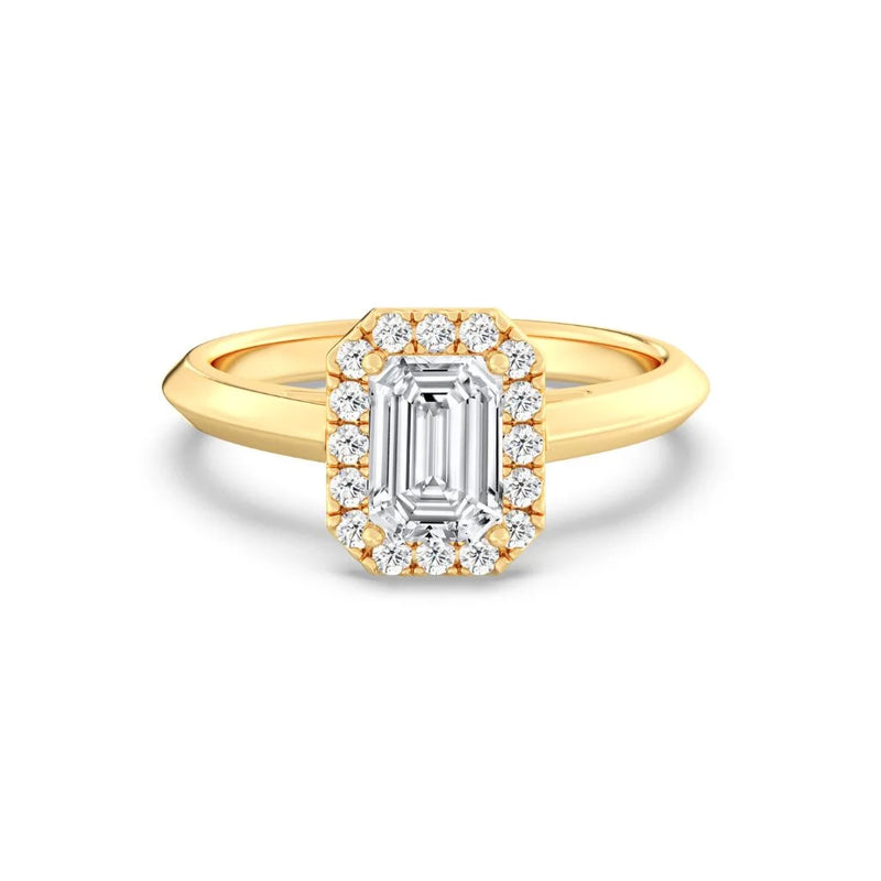 1ct Solitaire Ring Plain Band with Halo