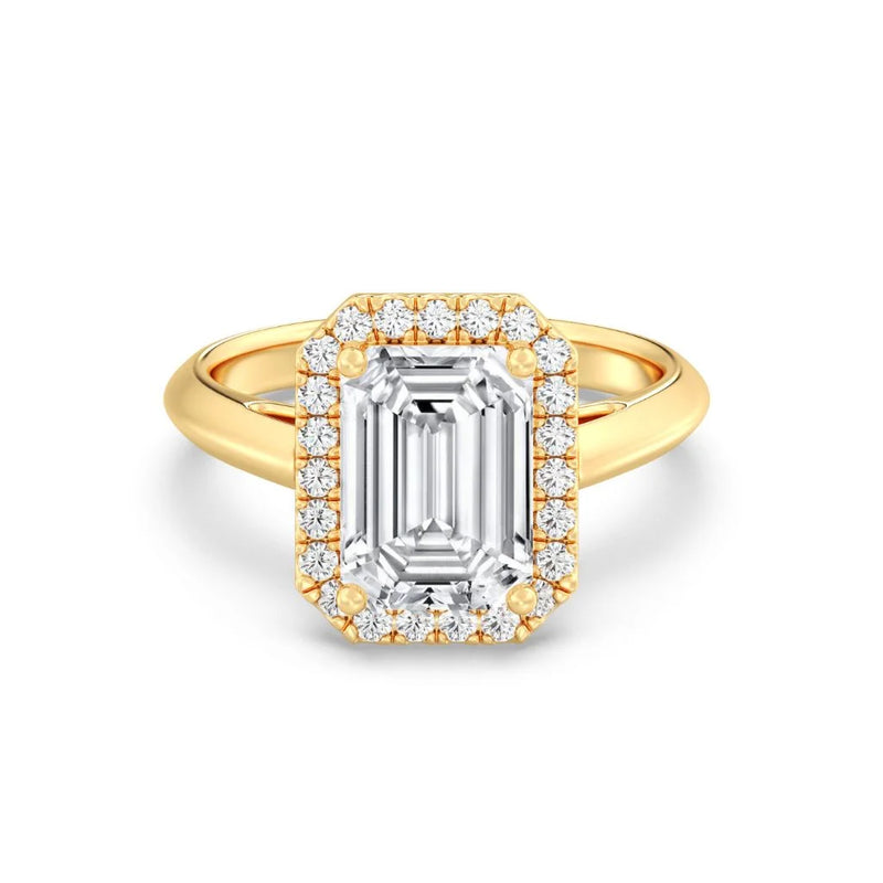 3ct Solitaire Ring Plain Band with Halo