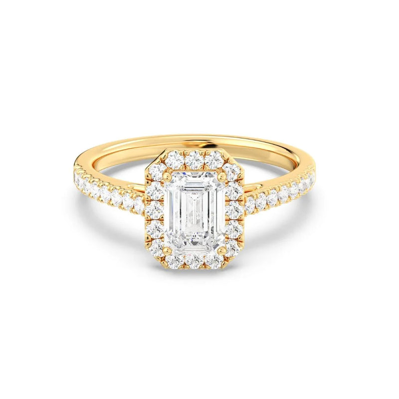 1ct Solitaire Ring Pavé Band with Halo