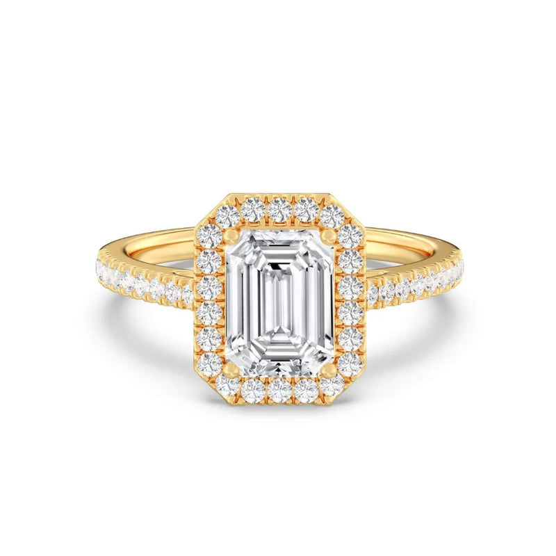 2ct Solitaire Ring Pavé Band with Halo