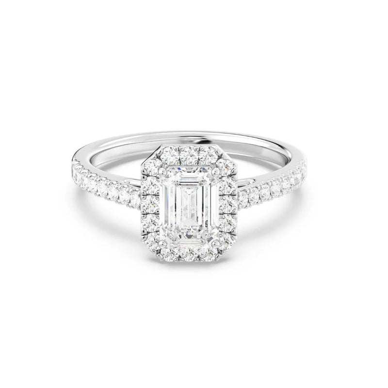 1ct Solitaire Ring Pavé Band with Halo