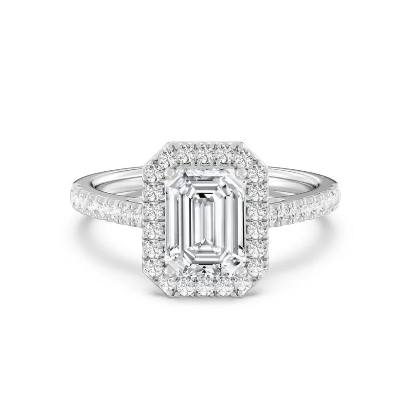 2ct Solitaire Ring Pavé Band with Halo