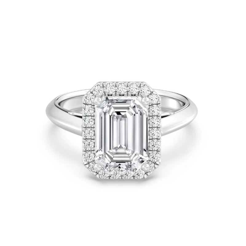 3ct Solitaire Ring Plain Band with Halo