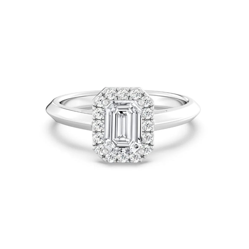 1ct Solitaire Ring Plain Band with Halo