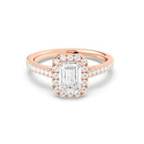 1ct Solitaire Ring Pavé Band with Halo