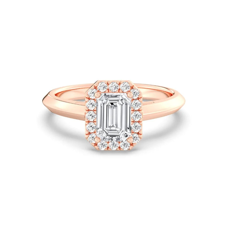 1ct Solitaire Ring Plain Band with Halo