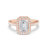 2ct Solitaire Ring Pavé Band with Halo