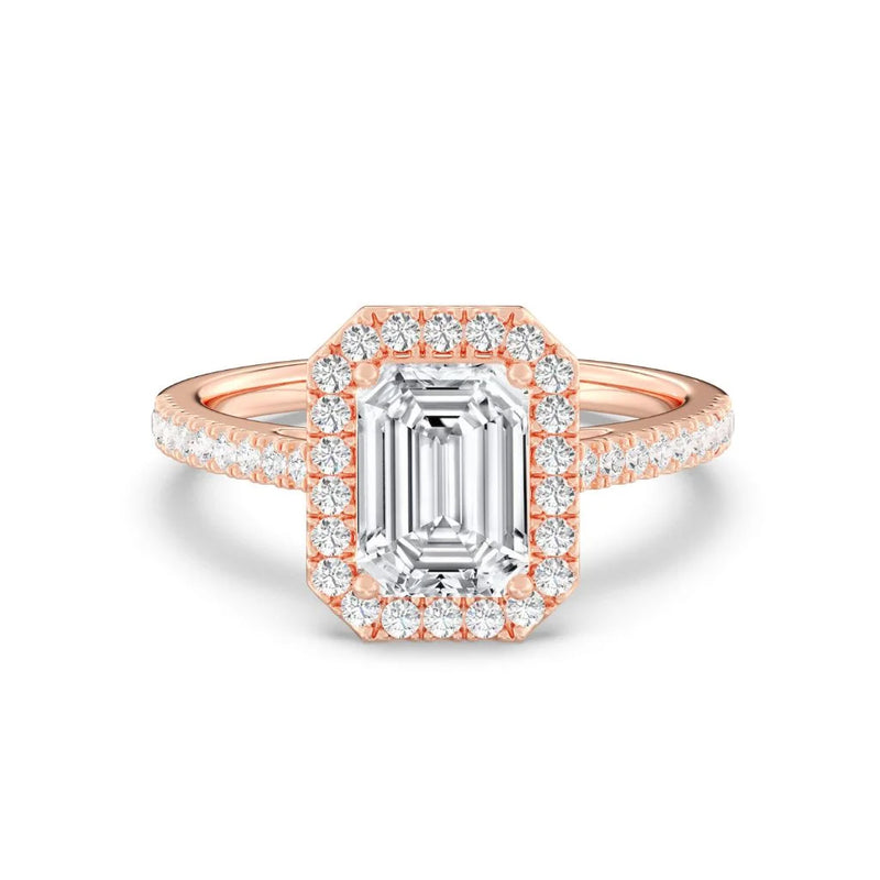 2ct Solitaire Ring Pavé Band with Halo