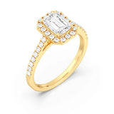 1ct Solitaire Ring Pavé Band with Halo