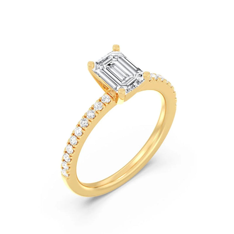 1ct Solitaire Ring Pavé Band