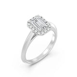 1ct Solitaire Ring Plain Band with Halo