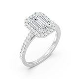 2ct Solitaire Ring Pavé Band with Halo