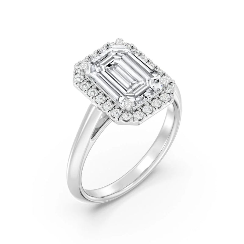 3ct Solitaire Ring Plain Band with Halo