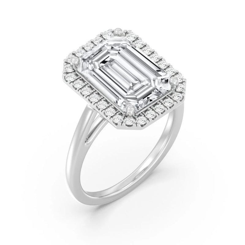 5ct Solitaire Ring Plain Band with Halo