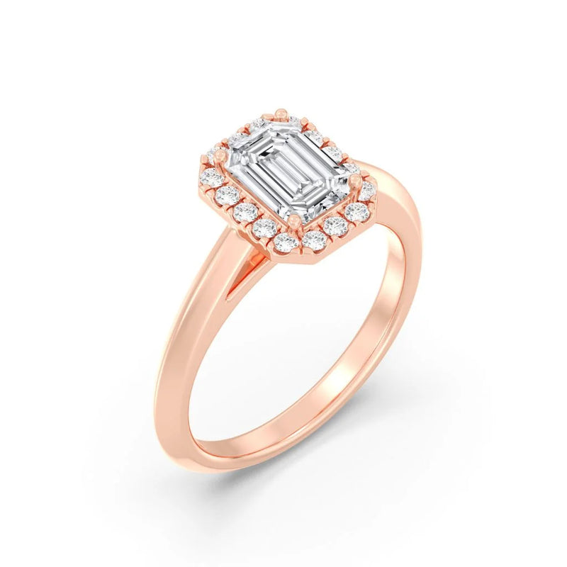 1ct Solitaire Ring Plain Band with Halo