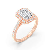 2ct Solitaire Ring Pavé Band with Halo