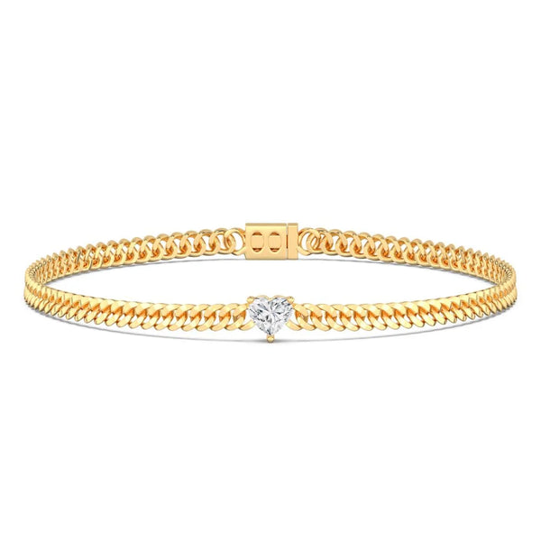 1ct Heart Cuban Link Bracelet