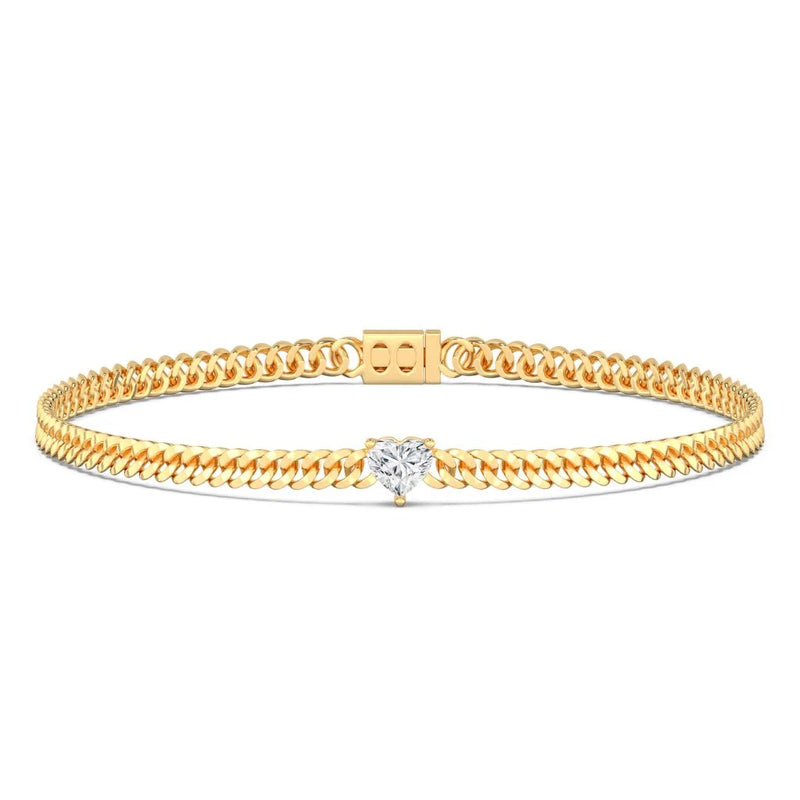 1ct Heart Cuban Link Bracelet