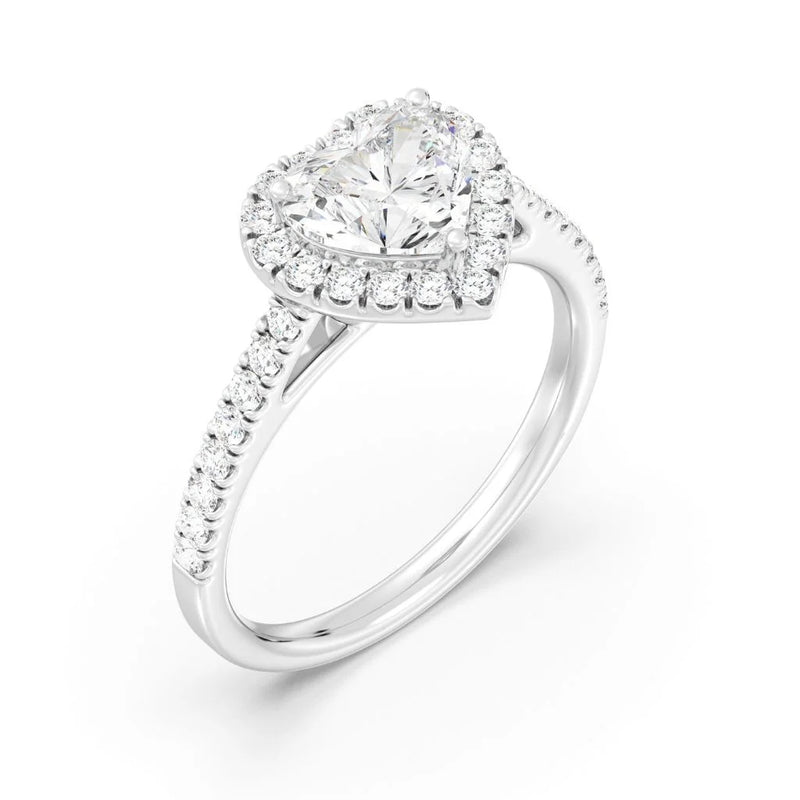 1ct Solitaire Ring Pavé Band with Halo [1]