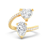 1+1ct Pear & Heart Wrap Ring