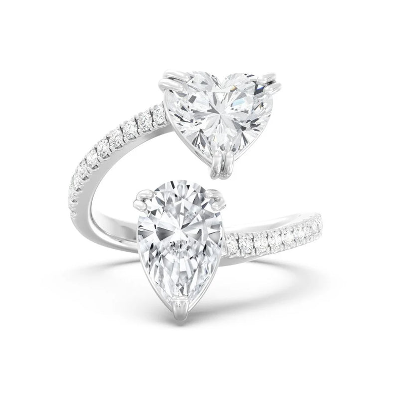 1+1ct Pear & Heart Wrap Ring