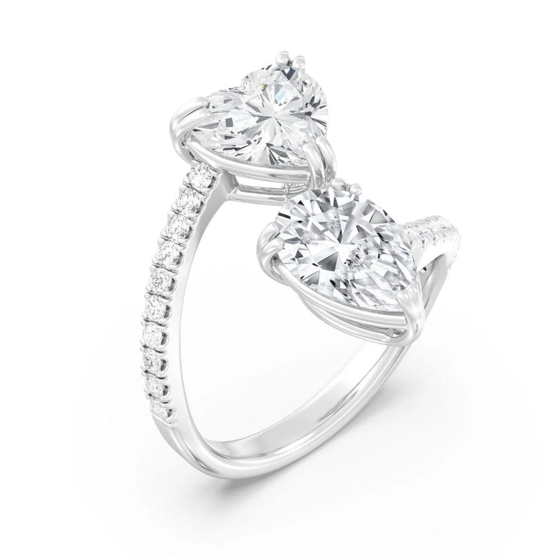 1+1ct Pear & Heart Wrap Ring