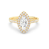 1ct Solitaire Ring Pavé Band with Halo