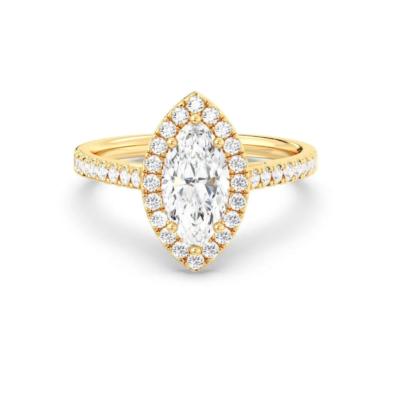 1ct Solitaire Ring Pavé Band with Halo