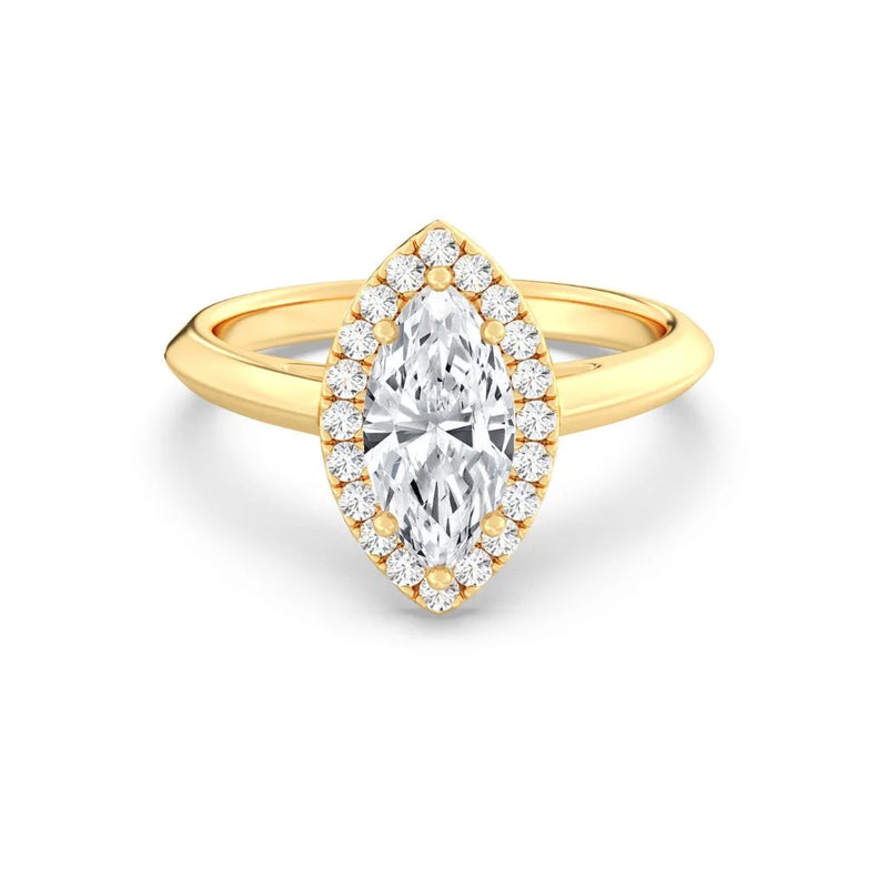 1ct Solitaire Ring Plain Band with Halo