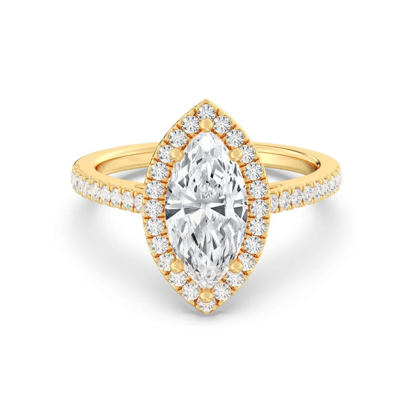 2ct Solitaire Ring Pavé Band with Halo