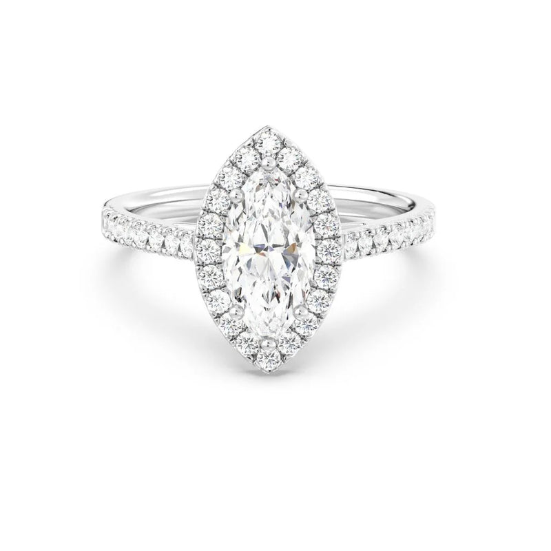 1ct Solitaire Ring Pavé Band with Halo