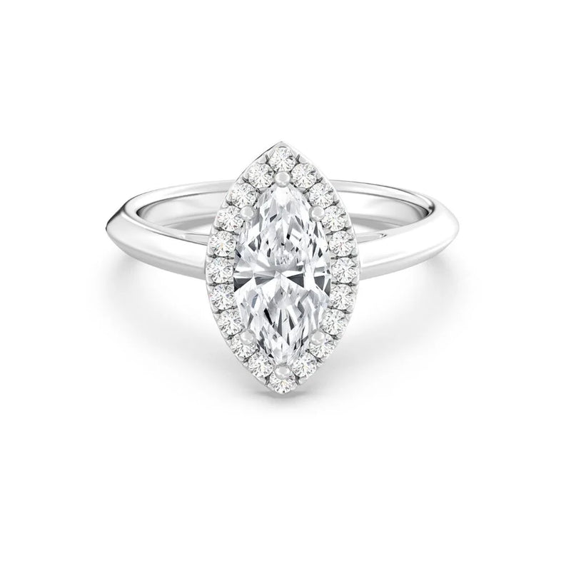 1ct Solitaire Ring Plain Band with Halo