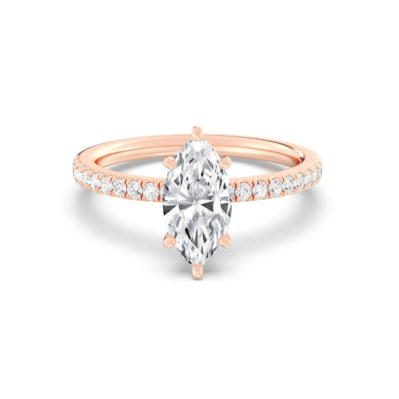 1ct Solitaire Ring Pavé Band