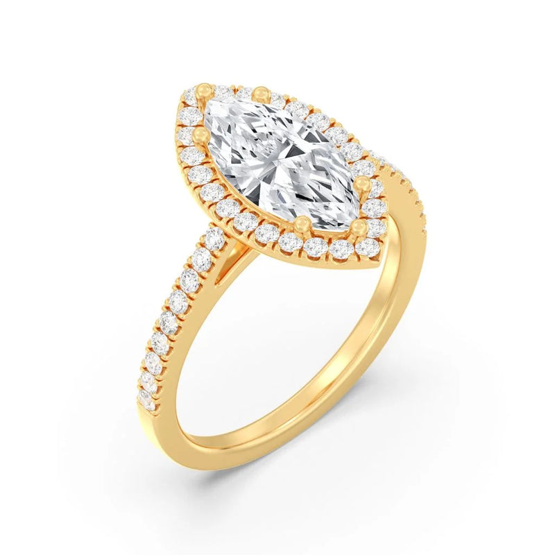 2ct Solitaire Ring Pavé Band with Halo [1]