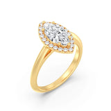 1ct Solitaire Ring Plain Band with Halo